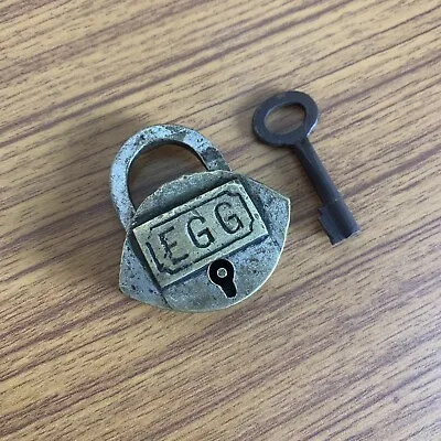 Brass Miniature Padlock Or Lock With Key Unusual & Rare Shape. • $164.10