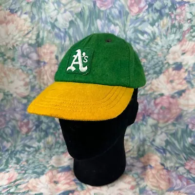 Oakland Athletics A’s Vintage Wool Felt Baseball Cap Hat 60’s 70’s MLB Small • $16.99