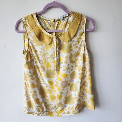 $16.78 • Buy Boden Top Vintage Sun Size 4 Peter Pan Collar Sleeveless Silk Blend Hippie Top