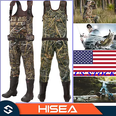 HISEA 600G Insulated Duck Hunting Waders Neoprene Bootfoot Waders Coverall Bibs • $100.99