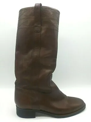 J Crew Holden Brown Leather Embroidered Tall Riding Boots Womens 9 Casual Italy • $59.99