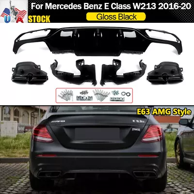 Rear Diffuser Exhaust Tips E63 AMG Style For Mercedes-Benz W213 Sedan 2016-2020 • $237.49