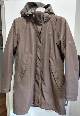 JACK WOLFSKIN Brown Hooded Mid Length Coat -XL UK 18/20 • £35