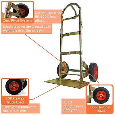 Heavy-Duty Zero Pro Hand Sack Truck Trolley 300KG (660LBS) Lift-Assisted Pivot • £69.99