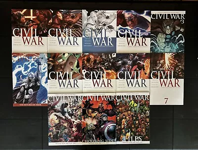 Civil War #1 - 7 Marvel Comics 2006 13 Book Lot Complete Series + Files & More • $50