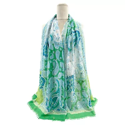 Womens Fashion Soft Colourful Paisley Print Cotton Mix Scarf Ladies Neck Wrap UK • £10.99