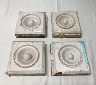 Lot Of 4 Lavender Wood Bullseye Rosette Corner Blocks 5  SQ VTG Old 2130-23B • $29.95