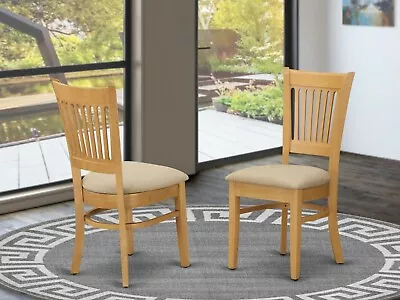 Set Of 4 Vancouver Dinette Kitchen Dining Chairs With Fabric Upholstery Oak • $320