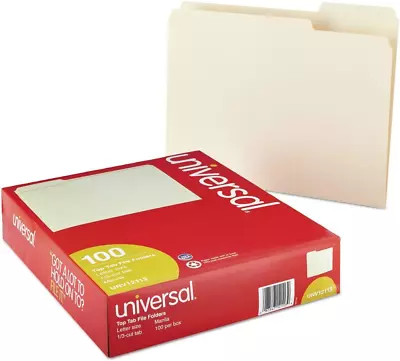 UNV12113EE 1/3-Cut Assorted Top Tab File Folders - Letter Size Manila (100/Box) • $27.50