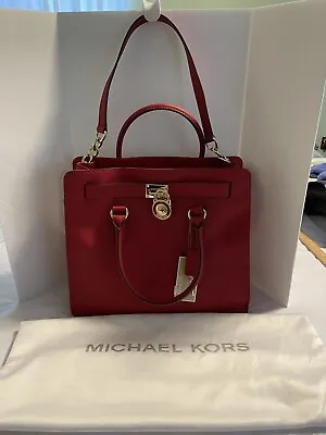 Michael Kors Hamilton Large Satchel Tote Saffiano Shoulder Bag - Chili • $170