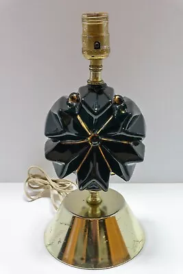 Mid Century Modern Gloss Black Gold Ceramic Atomic Space Age Table Lamp • $69.99