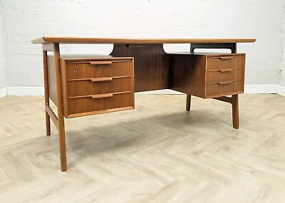 Mid Century Desk In Teak 'Model 75' Floating Office Desk By Omann Jun Danish • £1396.50