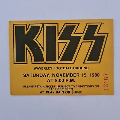 Kiss Memorabilia- Original 1980 Melbourne Australia Concert Ticket- Rare • $179.99