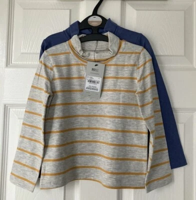 £6 • Buy NEW TU Boys Mustard & Blue High Neck Tops 2 Pack: 12-18 & 18-24 Months