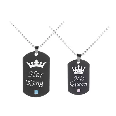  Couple Jewelry Valentine's Day Gift Lovers Stainless Steel Crown • £7.78