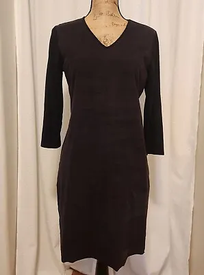 Vince Camuto Women's S Black Faux Suede & Knit 3/4 Sleeve Sheath Dress • $17.99
