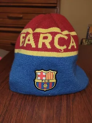 Men's FCB Barcelona Barca Soccer Club Beanie Hat Cap *One Size & In Great Shape* • $9.50