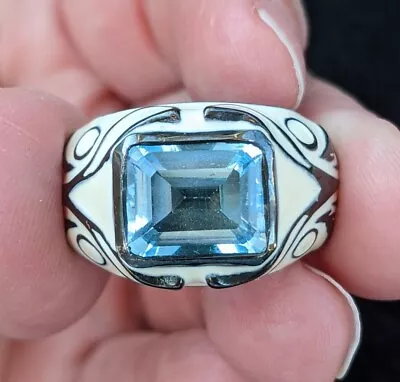 Matthew Campbell Laurenza MCL Beautiful Sterling Enamel Ring With Topaz Size 6 • $450