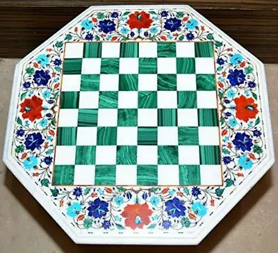 24'' White Marble Chess Table Top Center Inlay  Malachite Home Decor Game  X-mas • $759