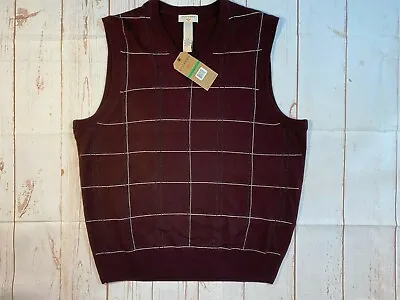  Dockers Maroon Sweater Vest Golf Mens Acrylic Nwt Size Large Easy Care V Neck  • $22