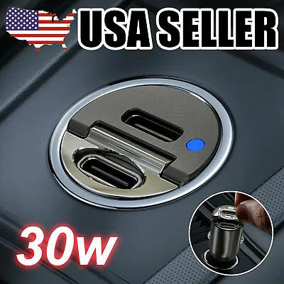 Mini Dual USB PD Type-C Car Phone Charger 30W Fast Charge Adapter Accessories • $14.99