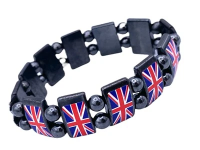 Pack  Of  3 British Union Jack Bracelet Flag Mens Ladies Stretch UK STOCK FREE • £4.99