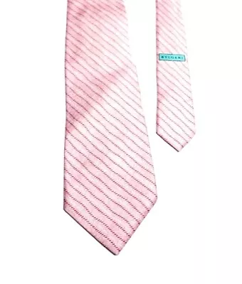 BVLGARI 7-fold Pink Striped 100% Silk Made In Italy Neck Tie Krawatte • $65