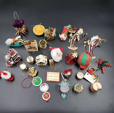 Vintage Christmas Ornament Lot Tree Decorations Tin Wood Felt Misc Mixed 27 PC • $11.19