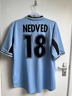 SS Lazio Home Shirt 1998/2000 - Pavel Nedved - Size Large (L) - FREE UK POSTAGE • £129.99
