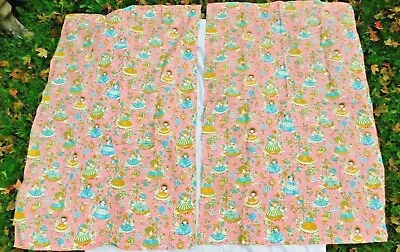$42.99 • Buy Vintage 1960's Mid Century Girl's Pink Curtains / Drapes X2 67.5 L 42 W