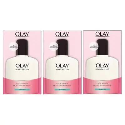 3 X Olay Beauty Fluid Face & Body Moisturising Fluid Sensitive 200ml • £29.21
