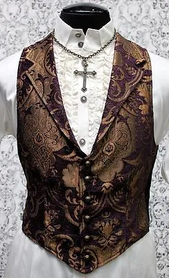 Shrine Gothic Aristocrat Vampire Vest Jacket Victorian Tapestry Pirat Steampunk • $99
