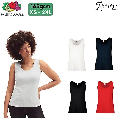£6.99 • Buy Fruit Of The Loom Ladies Plain Sleeveless Vest | Womens Lady Fit Cotton Tank Top