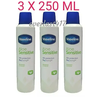 Vaseline Aloe Sensitive48H Protection ProDerma 0%Alcohol Anti Perspirant 3X250ML • £17.85