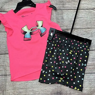 $27.99 • Buy Under Armour Toddler Girls Pink Black Athletic Outfit Set NEW