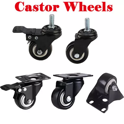 Castor Wheels Heavy Duty Trolley Furniture Swivel Caster Rubber 40mm 50mm Black • $13.79