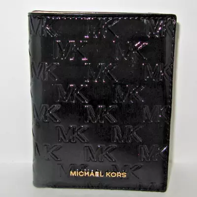 Michael Kors Bedford Passport Travel Medium Black Patent Leather Wallet NWT $98 • $45.99