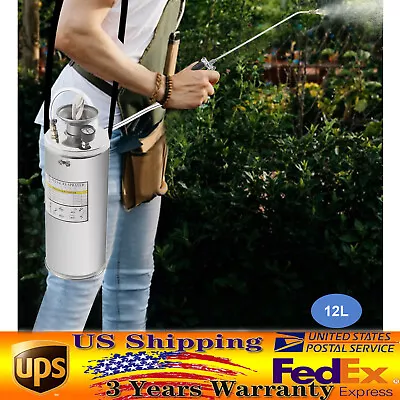 Stainless Steel Sprayer 3.5Gal Farm Garden Hand Pump Sprayer With Nozzles • $85.50
