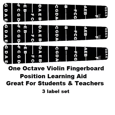 3 Learning Aid Violin Fiddle Fingerboard Fretless Marker  Fingering Chart 4/4 • $5.95