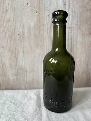 R White Salford Dark Green Victorian Antique Heavy Glass Embossed Bottle • £12