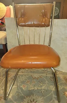 Mid Century Modern Vintage Chrome And Orange Leather Chair Retro Chair Vintage • $260