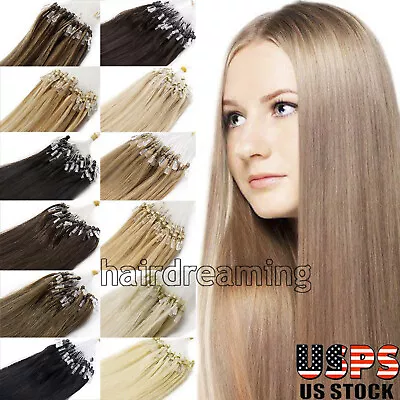 Premium Micro Ring Beads Loop Tip Hair Extensions Micro Link Real RemyHuman Hair • $28