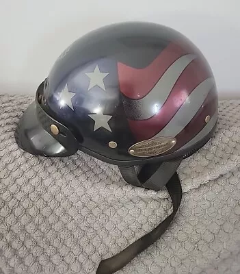 Harley Davidson Motorcycle Helmet Metallic American Flag Size M Made In Italy • $39.99