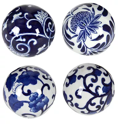 4  Blue & White Porcelain Decorative Orbs • £51.58