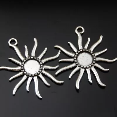 £6.02 • Buy 10pcs Retro Silver Alloy Sun Cameo Setting Cabochon Base Bezel Pendant Tray 12mm