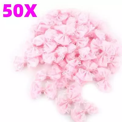 50PCS Mini Satin Lace Ribbon Flowers Bows Gift Craft Wedding Decoration Set • £5.29