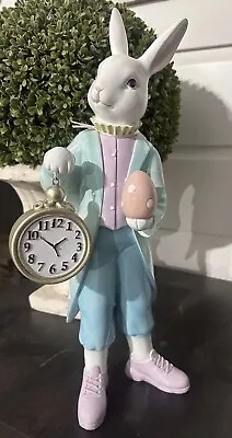 Easter Bunny Rabbit Clock Figure Decor 18” Tall Whimsical Mad Hatter • $99