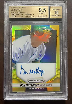 2014 Prizm Gold Don Mattingly Auto /10 #DM BGS 9.5 Gem Mint Yankees • $295