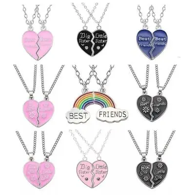 £3.99 • Buy Fashion Best Friend Heart Rhinestone Pendants Necklace BFF Friendship Gift UK
