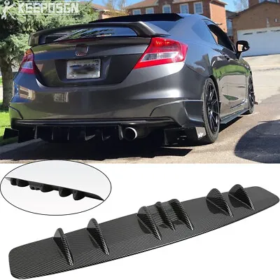 For Honda Civic Coupe Carbon Fiber Rear Lip Bumper Diffuser Shark Fin 7 Wing • $49.22